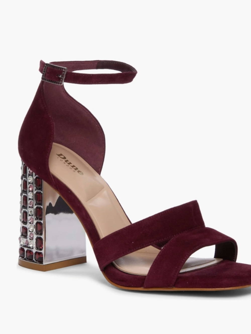 DUNE BURGUNDY JEWELED BLOCK HEEL MSRP$195
